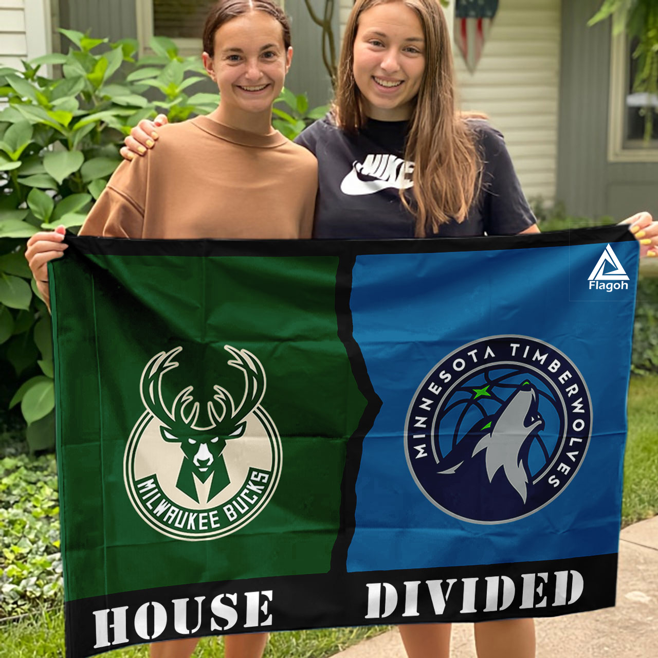 Bucks vs Timberwolves House Divided Flag, NBA House Divided Flag - Image 3