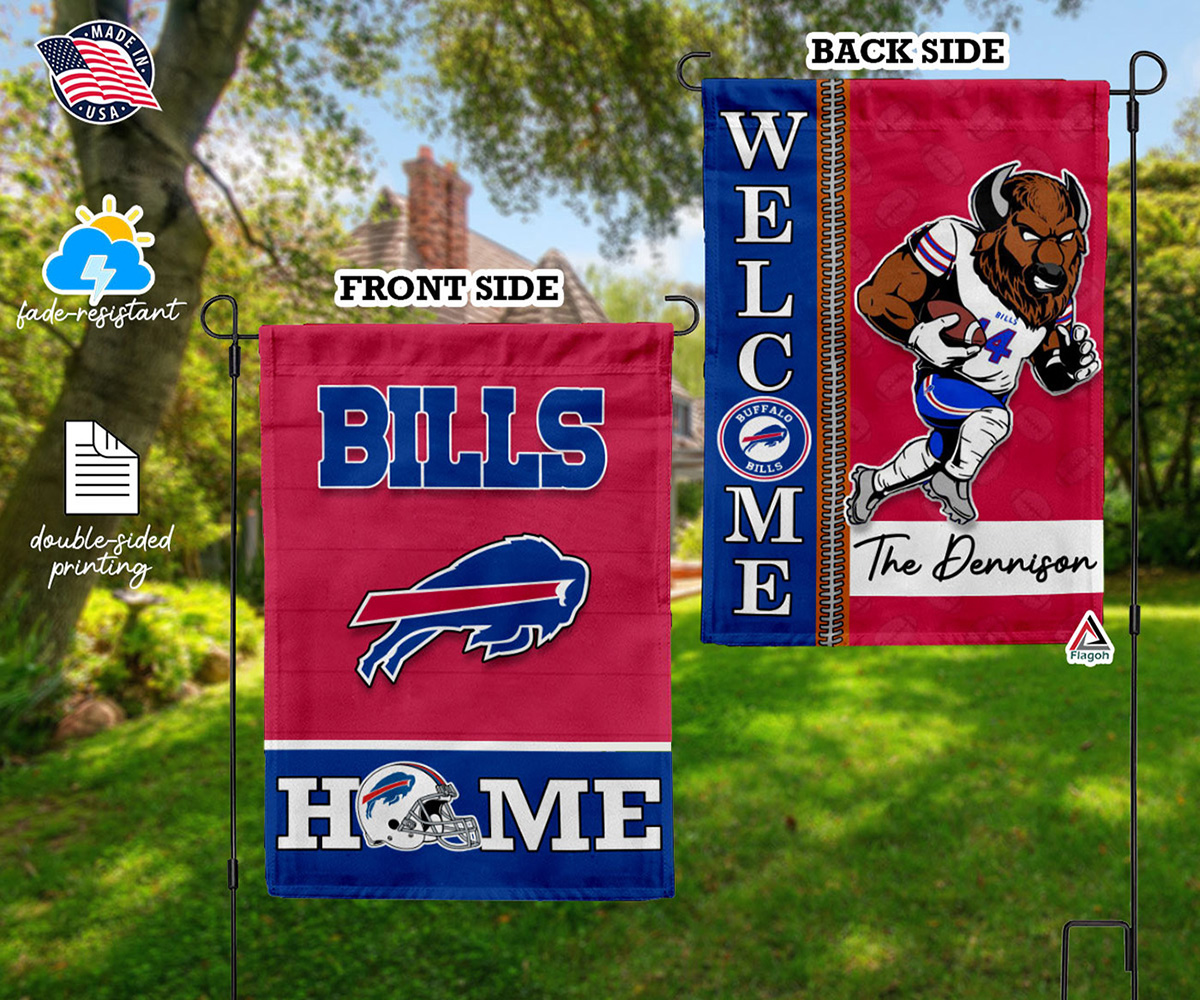 Buffalo Bills Football Flag, Billy Buffalo Mascot Personalized Football Fan Welcome Flags, Custom Family Name NFL Decor - Image 10
