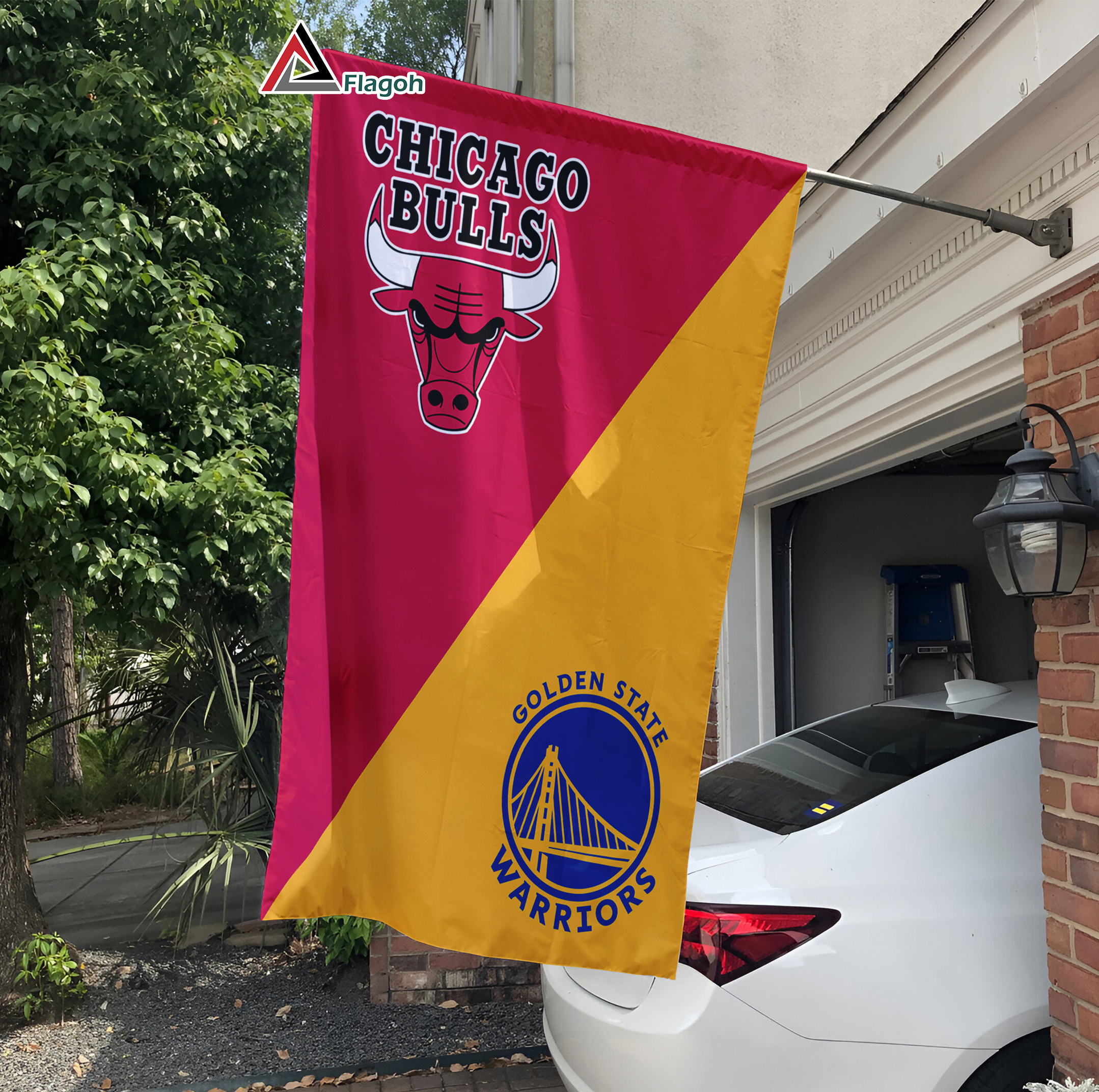 Bulls vs Warriors House Divided Flag, NBA House Divided Flag - Image 3