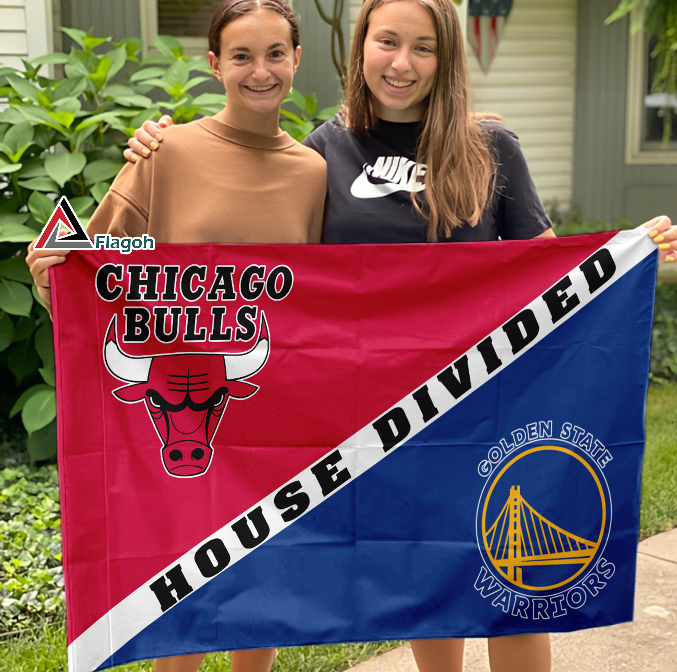 Bulls vs Warriors House Divided Flag, NBA House Divided Flag - Image 5