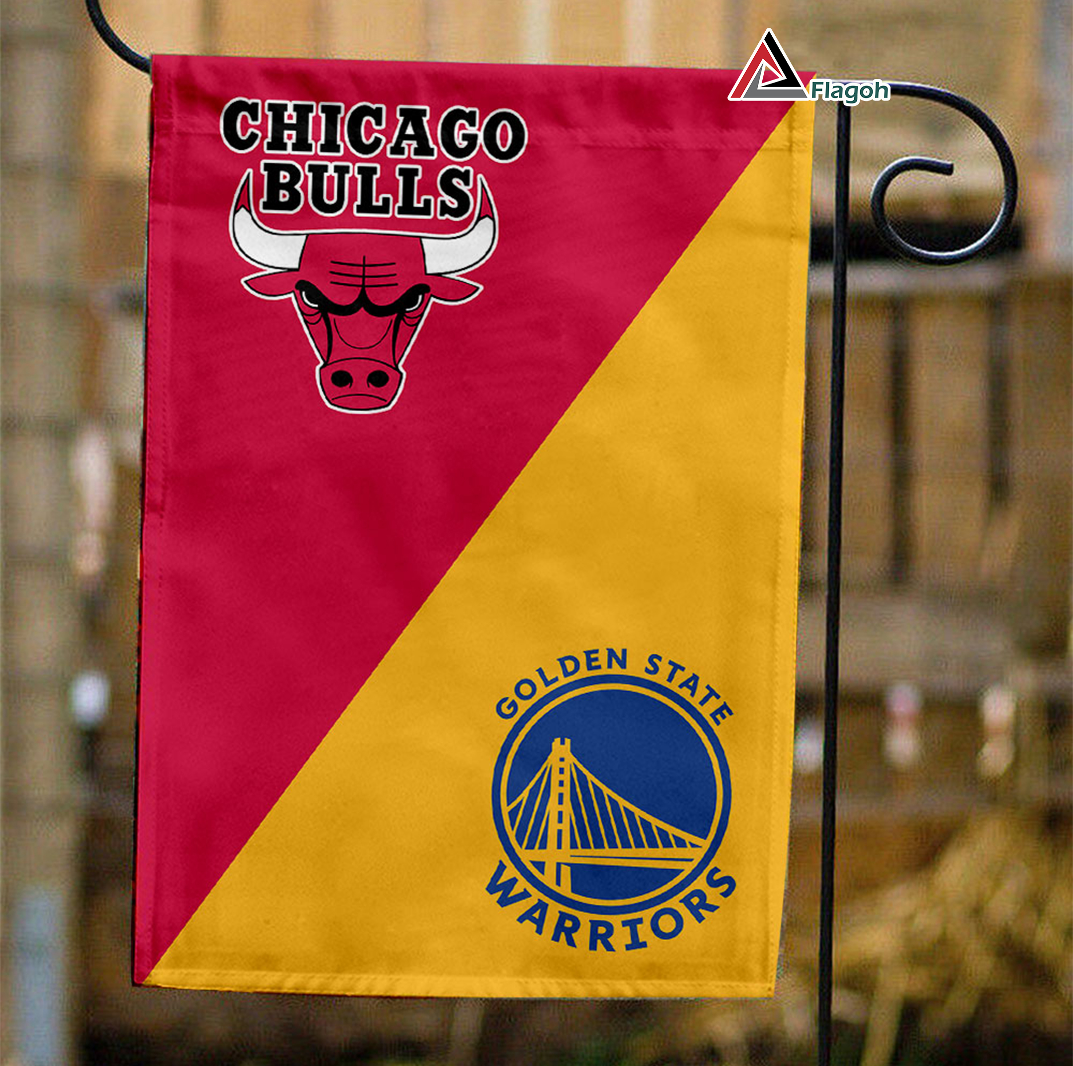 Bulls vs Warriors House Divided Flag, NBA House Divided Flag