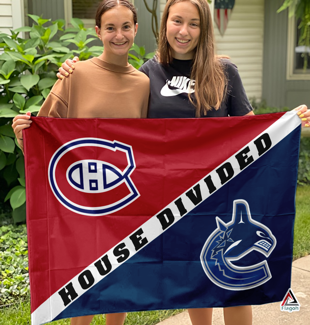 Canadiens vs Canucks House Divided Flag, NHL House Divided Flag - Image 3