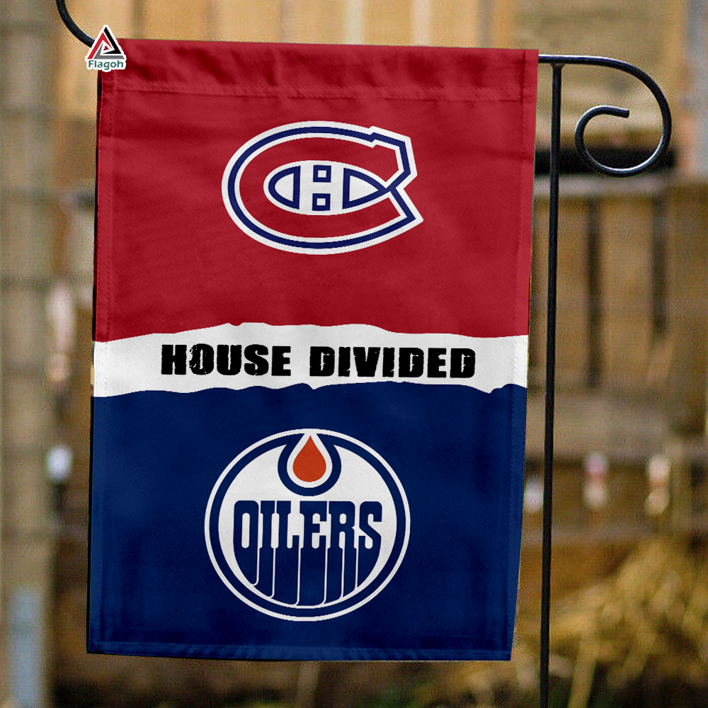 Canadiens vs Oilers House Divided Flag, NHL House Divided Flag