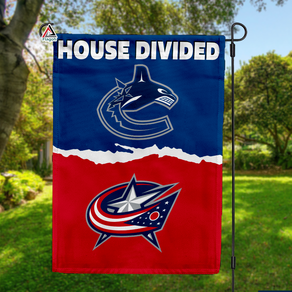 Canucks vs Blue Jackets House Divided Flag, NHL House Divided Flag