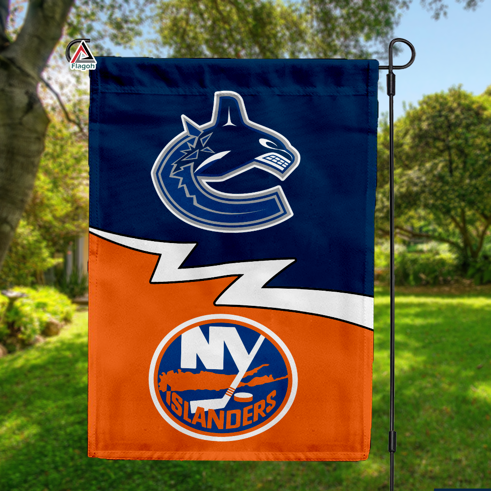 Canucks vs Islanders House Divided Flag, NHL House Divided Flag