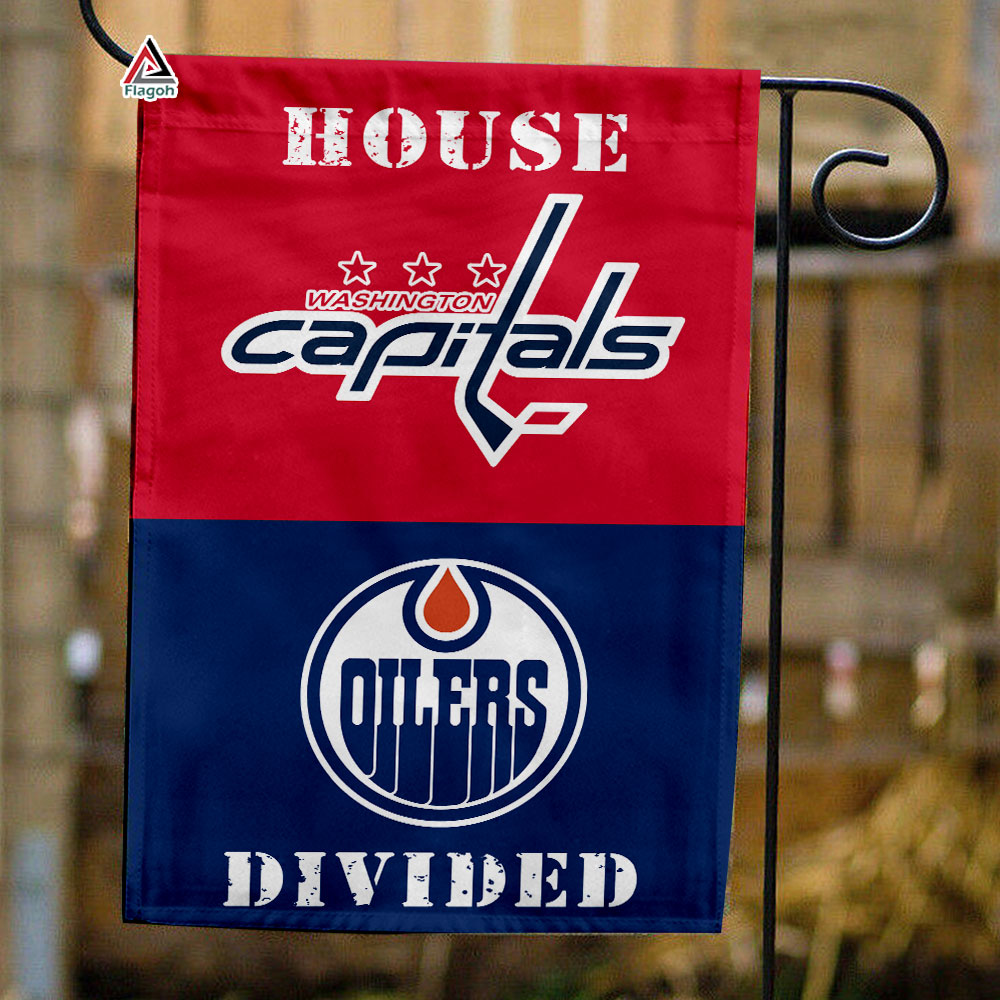 Capitals vs Oilers House Divided Flag, NHL House Divided Flag