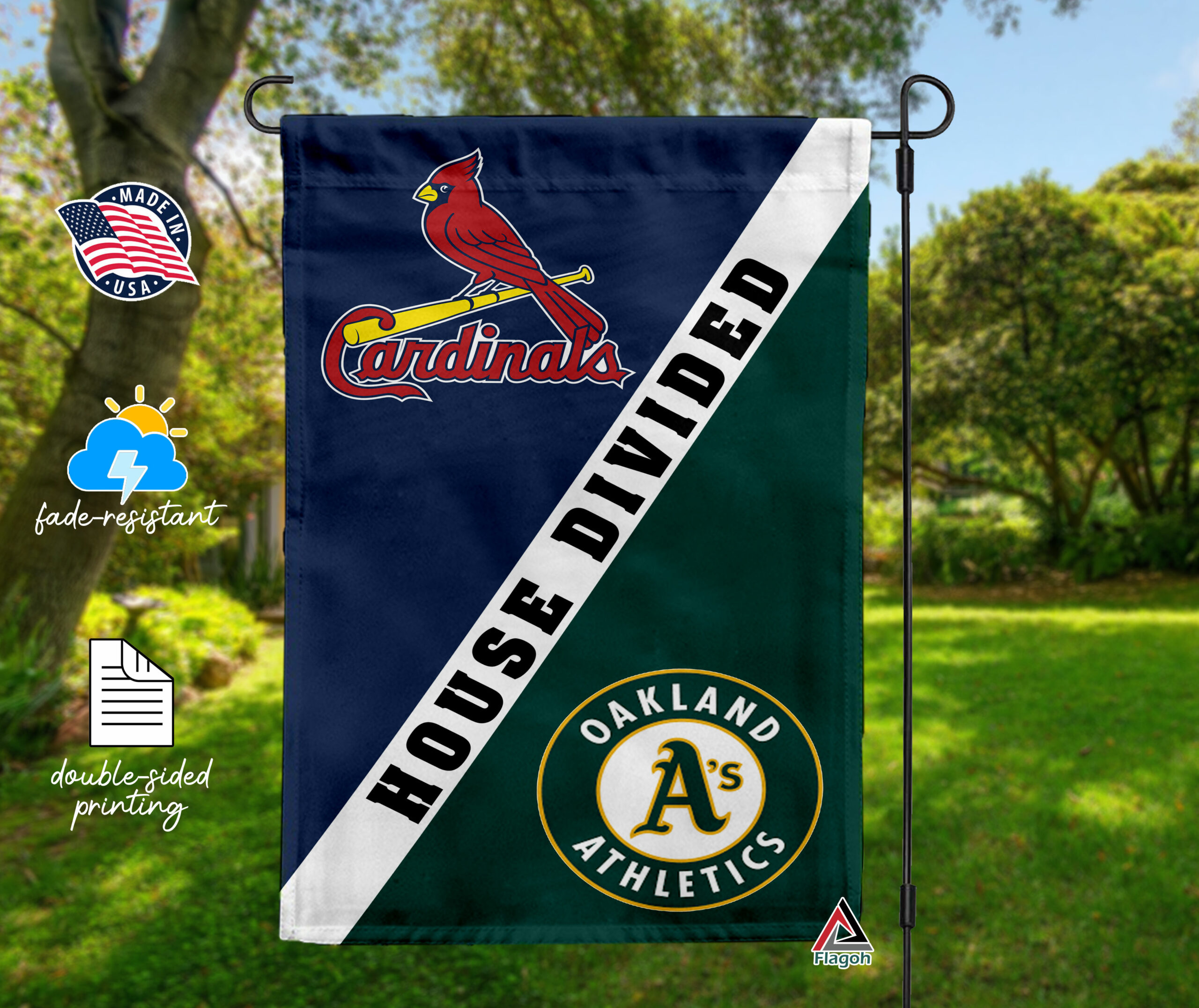 Cardinals vs Athletics House Divided Flag, MLB House Divided Flag - Image 4