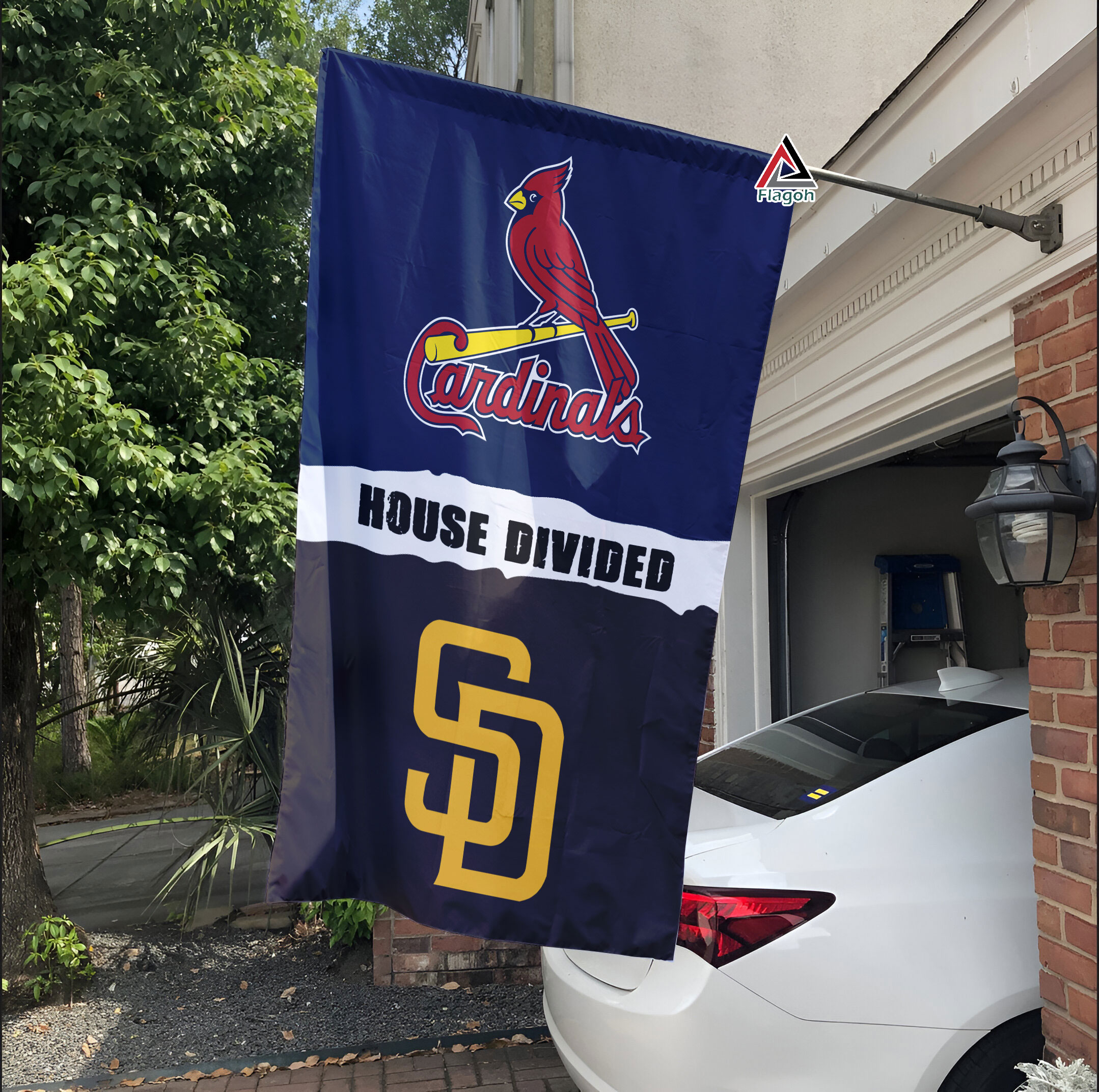 Cardinals vs Padres House Divided Flag, MLB House Divided Flag - Image 3