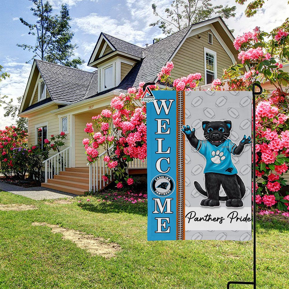 Carolina Panthers Football Flag, Sir Purr Mascot Personalized Football Fan Welcome Flags, Custom Family Name NFL Decor - Image 7