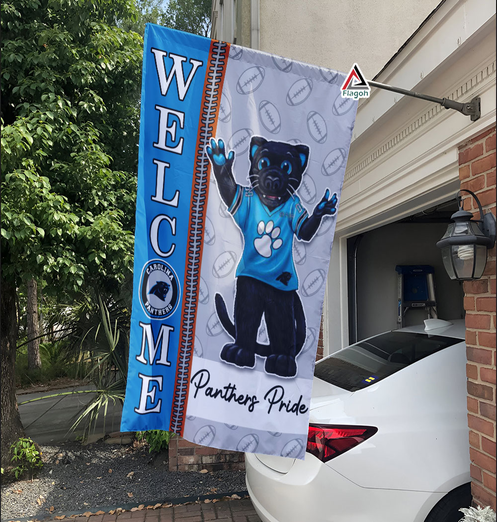 Carolina Panthers Football Flag, Sir Purr Mascot Personalized Football Fan Welcome Flags, Custom Family Name NFL Decor - Image 9