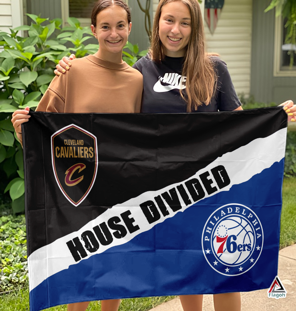 Cavaliers vs 76ers House Divided Flag, NBA House Divided Flag - Image 3