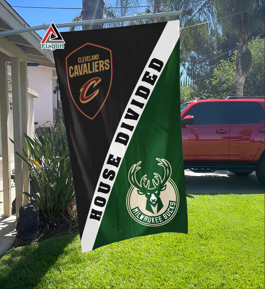 Cavaliers vs Bucks House Divided Flag, NBA house divided flag - Image 3