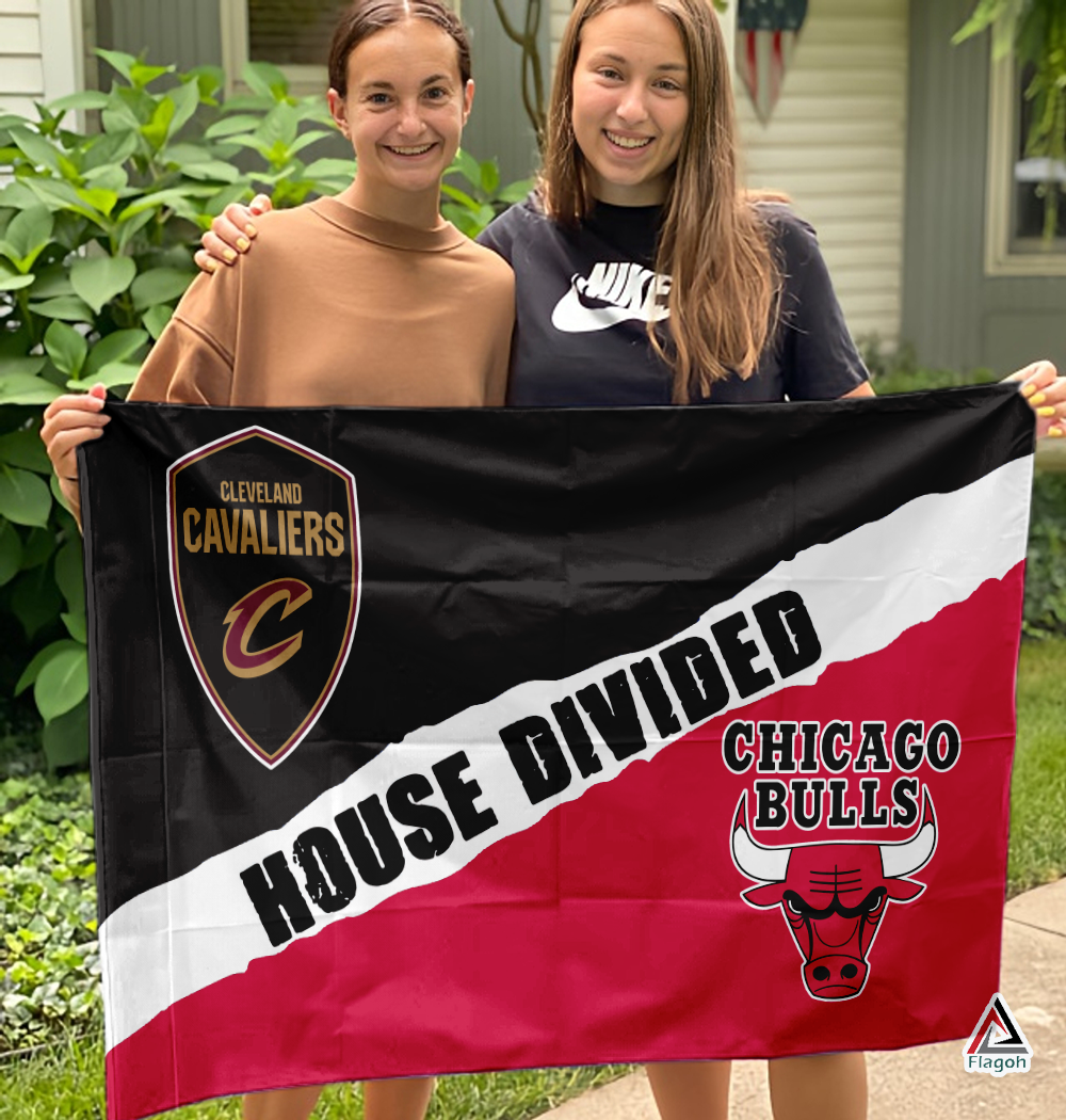 Cavaliers vs Bulls House Divided Flag, NBA House Divided Flag - Image 3