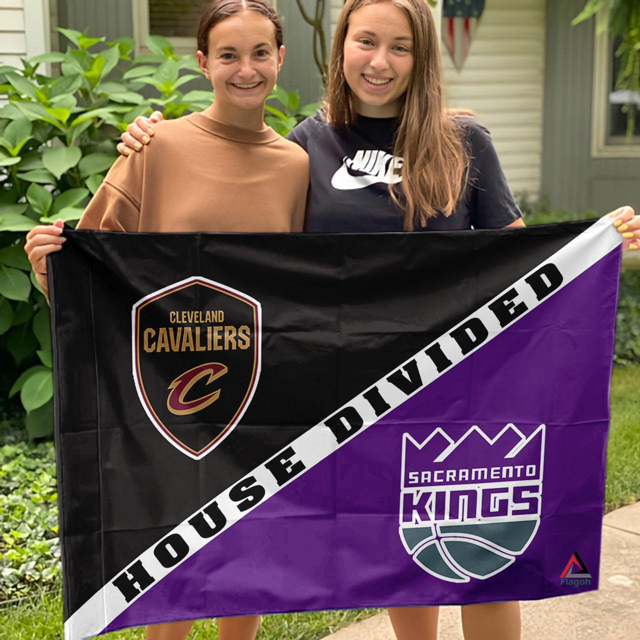 Cavaliers vs Kings House Divided Flag, NBA House Divided Flag - Image 3