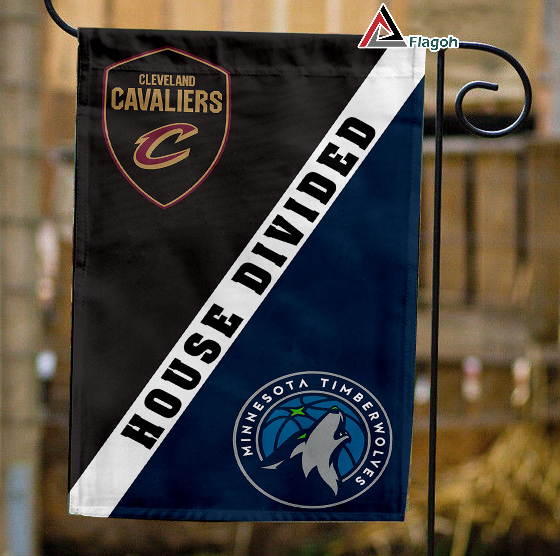 Cavaliers vs Timberwolves House Divided Flag, NBA House Divided Flag