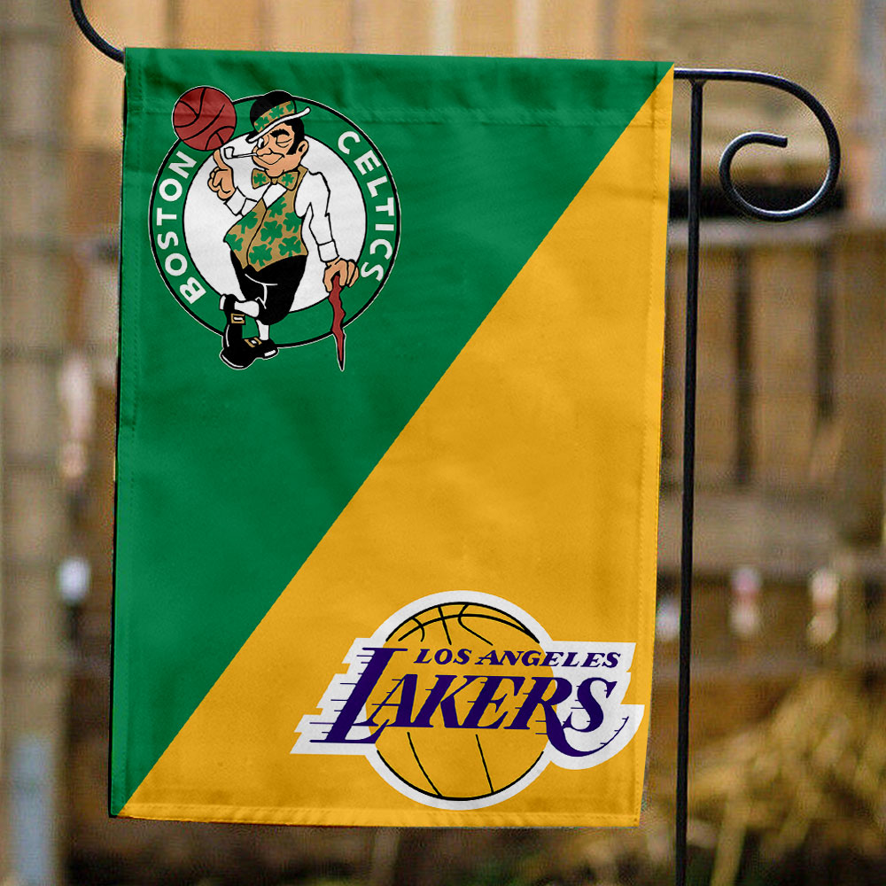 Celtics vs Lakers House Divided Flag, NBA House Divided Flag