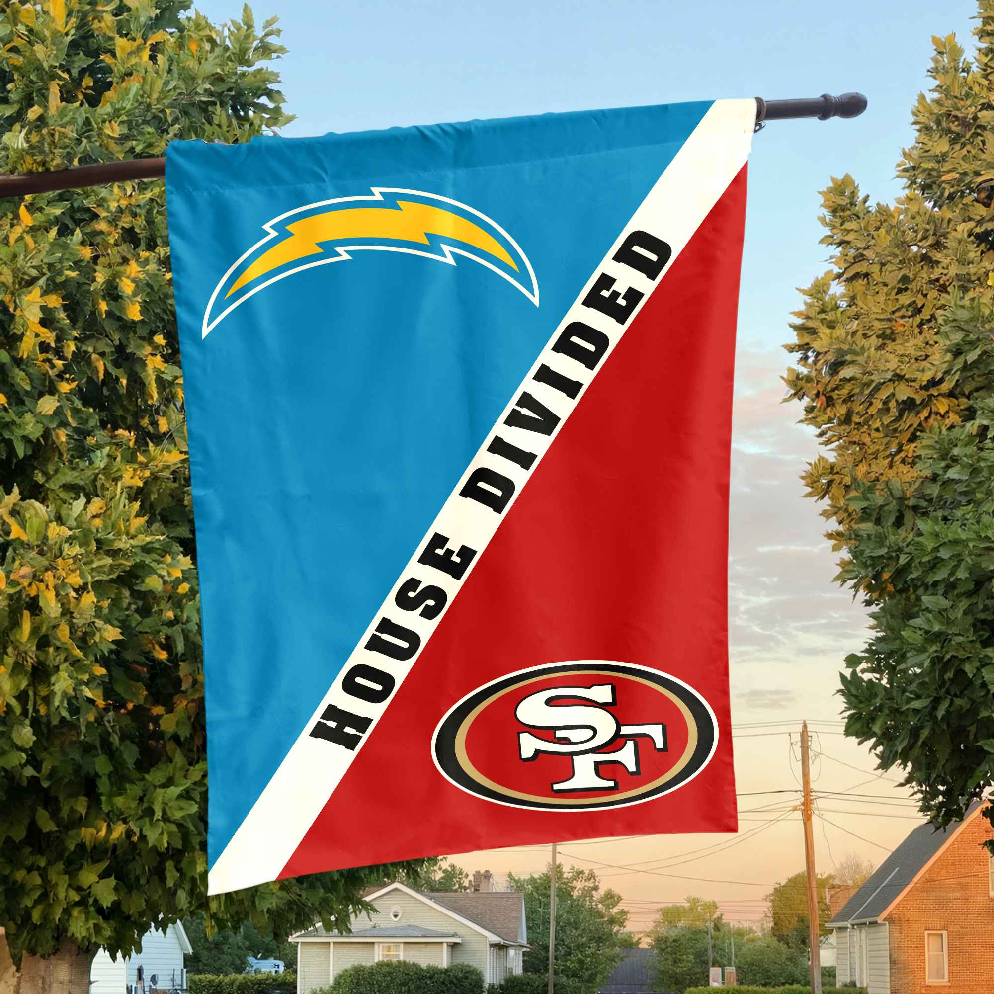 Chargers vs 49ers House Divided Flag, NFL House Divided Flag