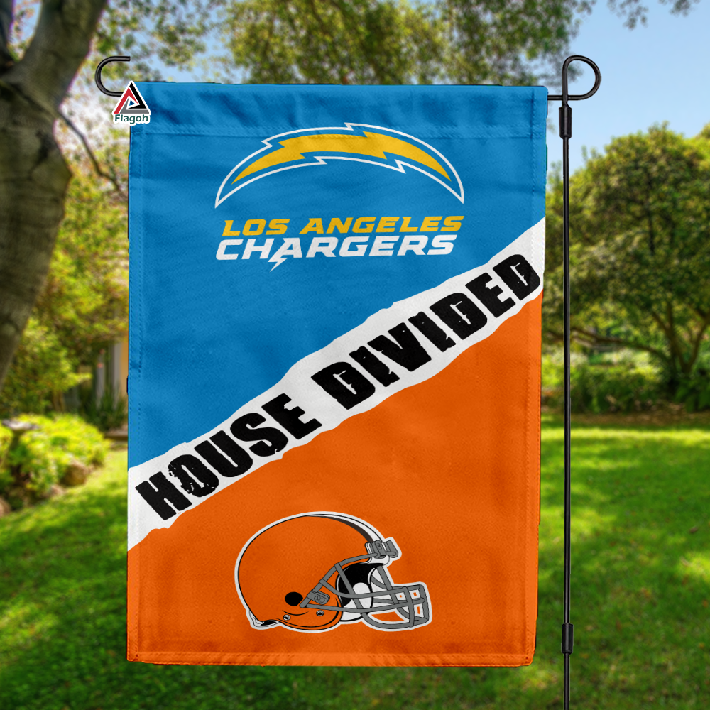 Chargers vs Browns House Divided Flag, NFL House Divided Flag