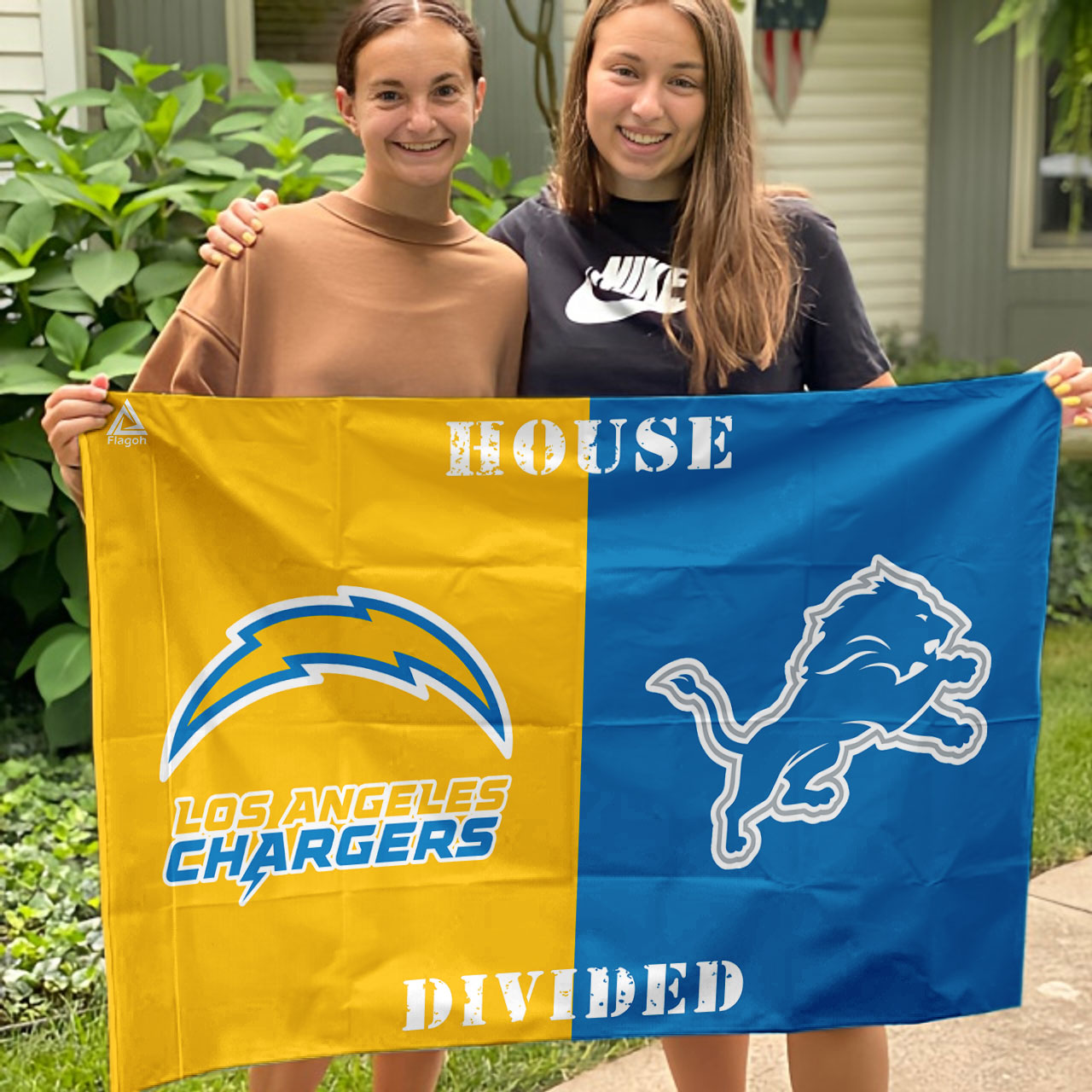 Chargers vs Lions House Divided Flag, NFL House Divided Flag - Image 3