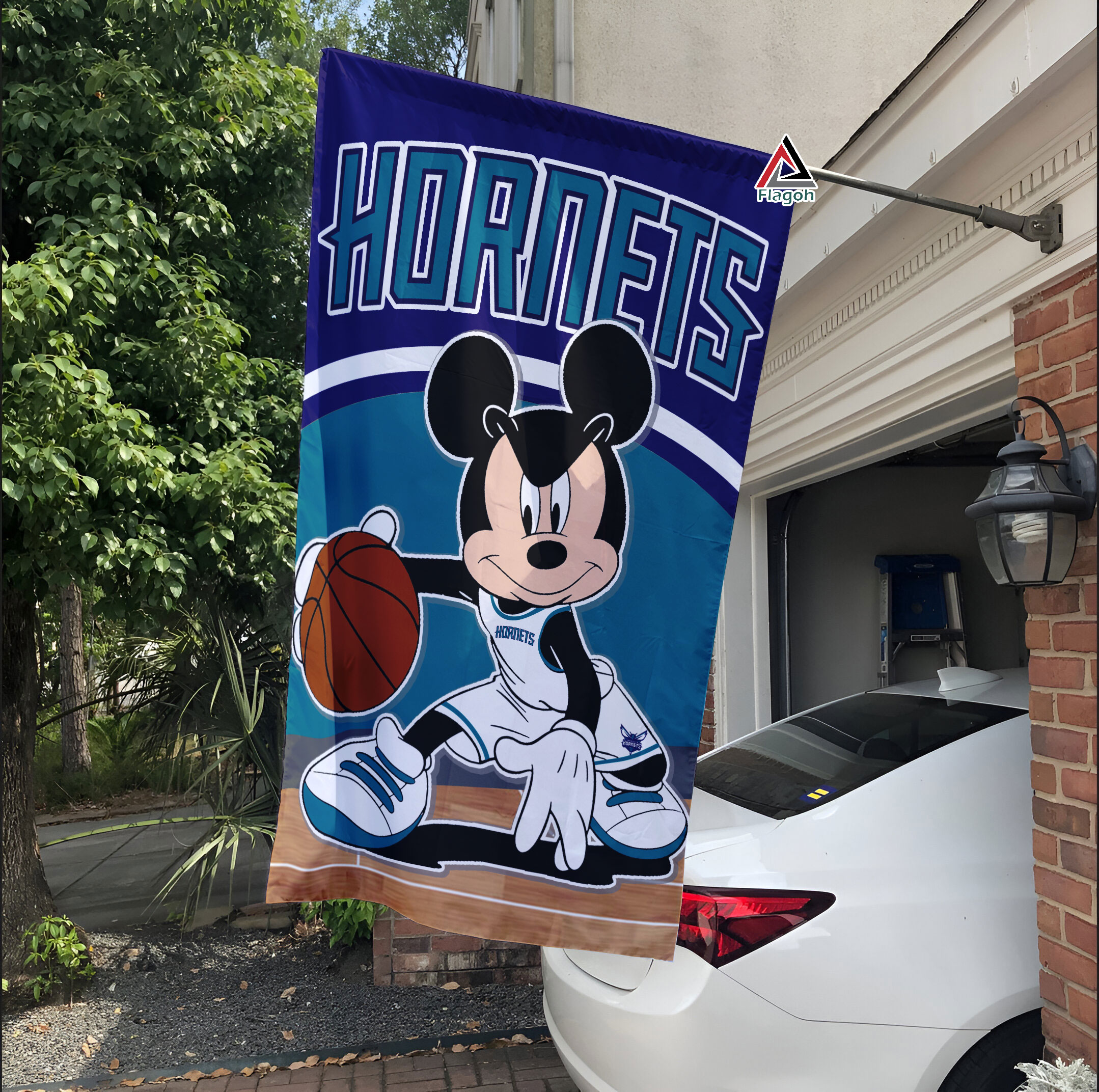 Charlotte Hornets x Mickey Basketball Flag, NBA Premium Flag - Image 3