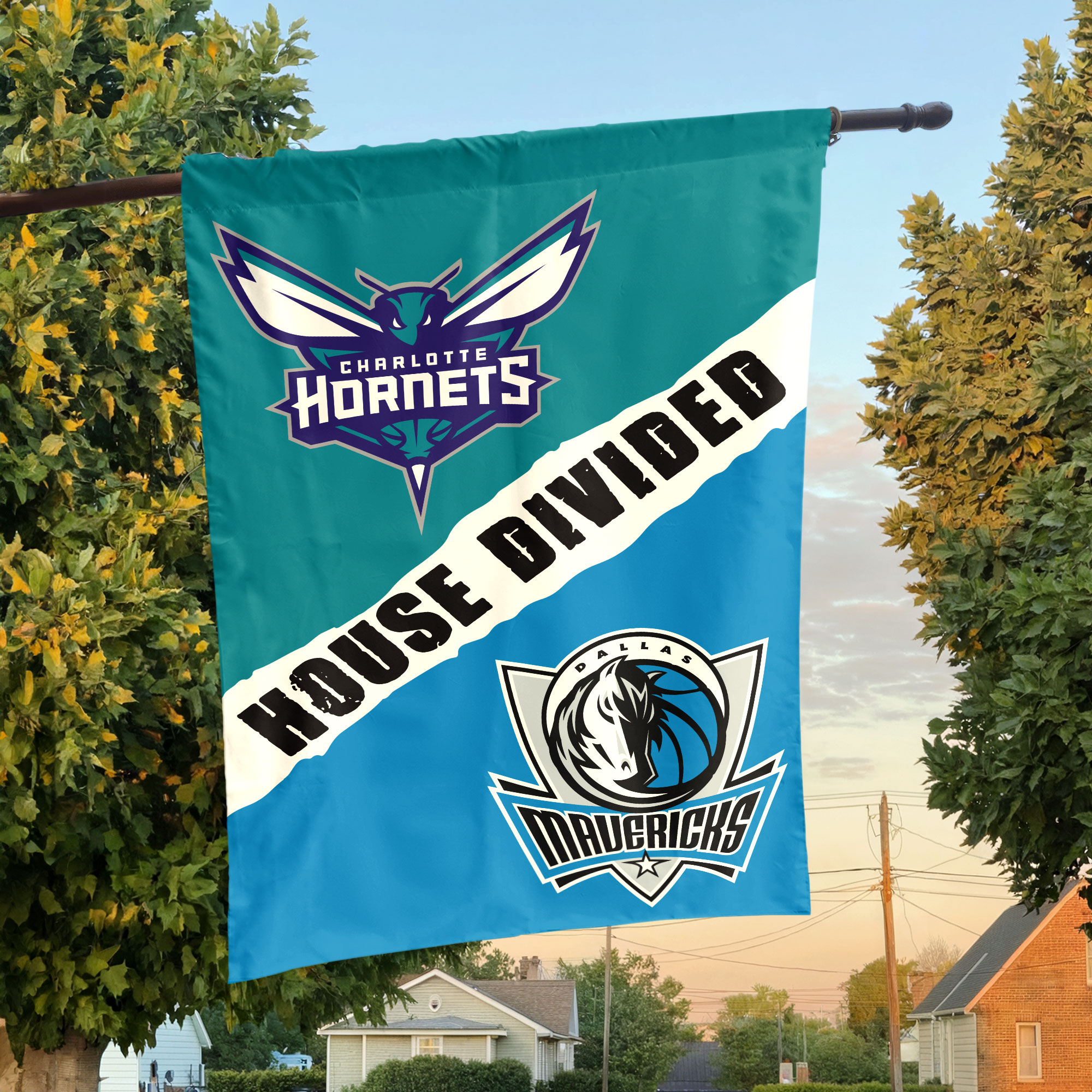 Charlotte vs Dallas House Divided Flag, NBA House Divided Flag