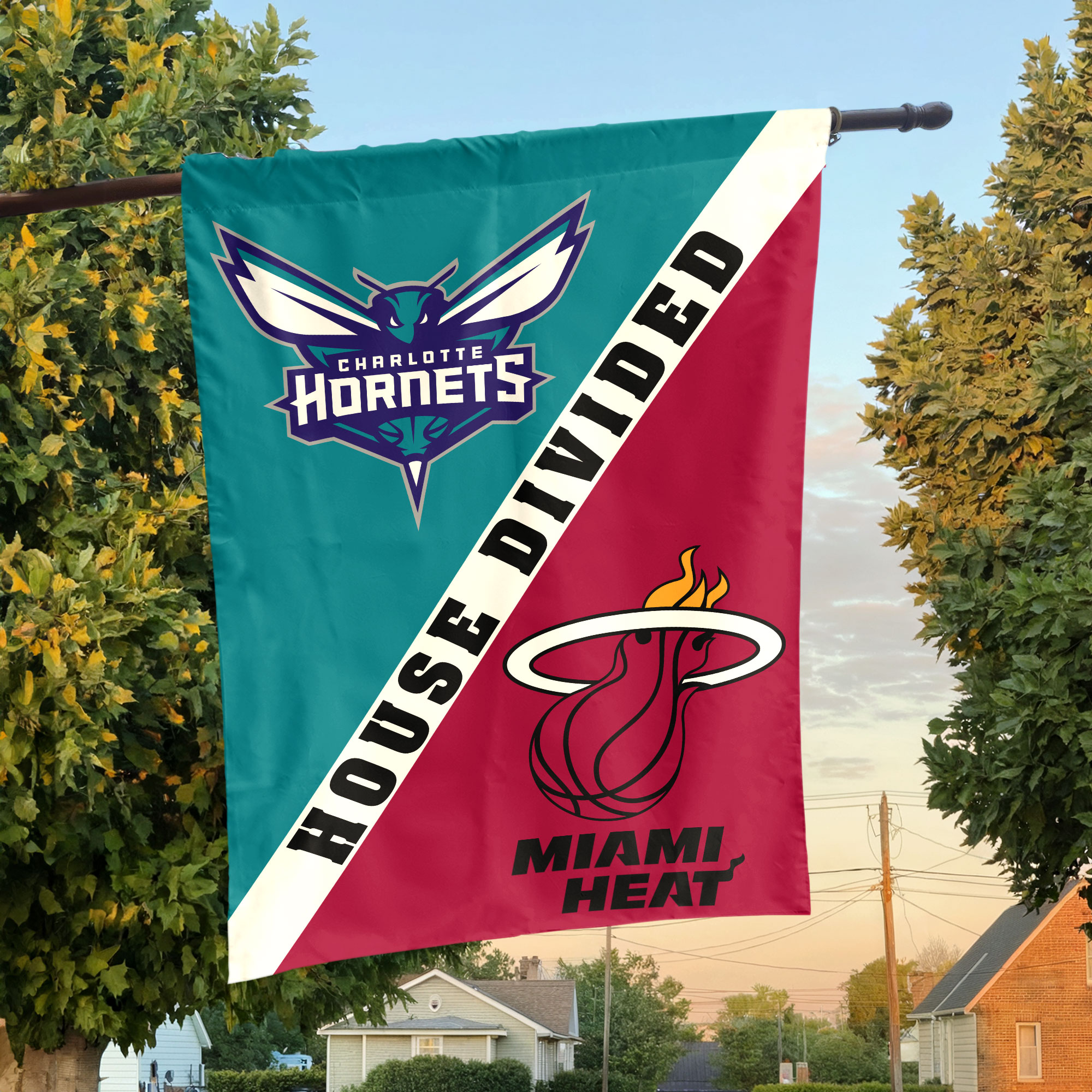 Charlotte vs Miami House Divided Flag, NBA House Divided Flag