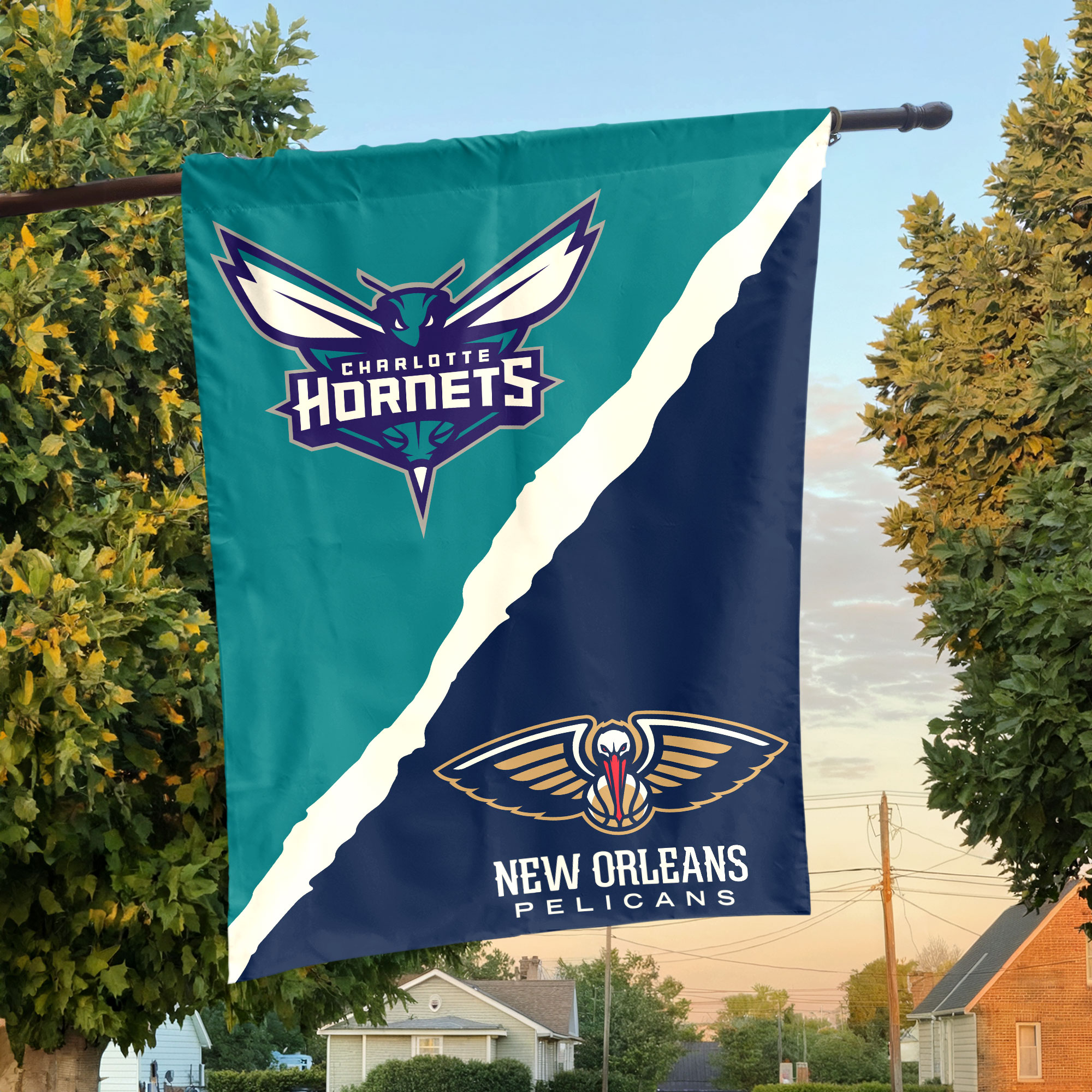 Charlotte vs New Orleans House Divided Flag, NBA House Divided Flag