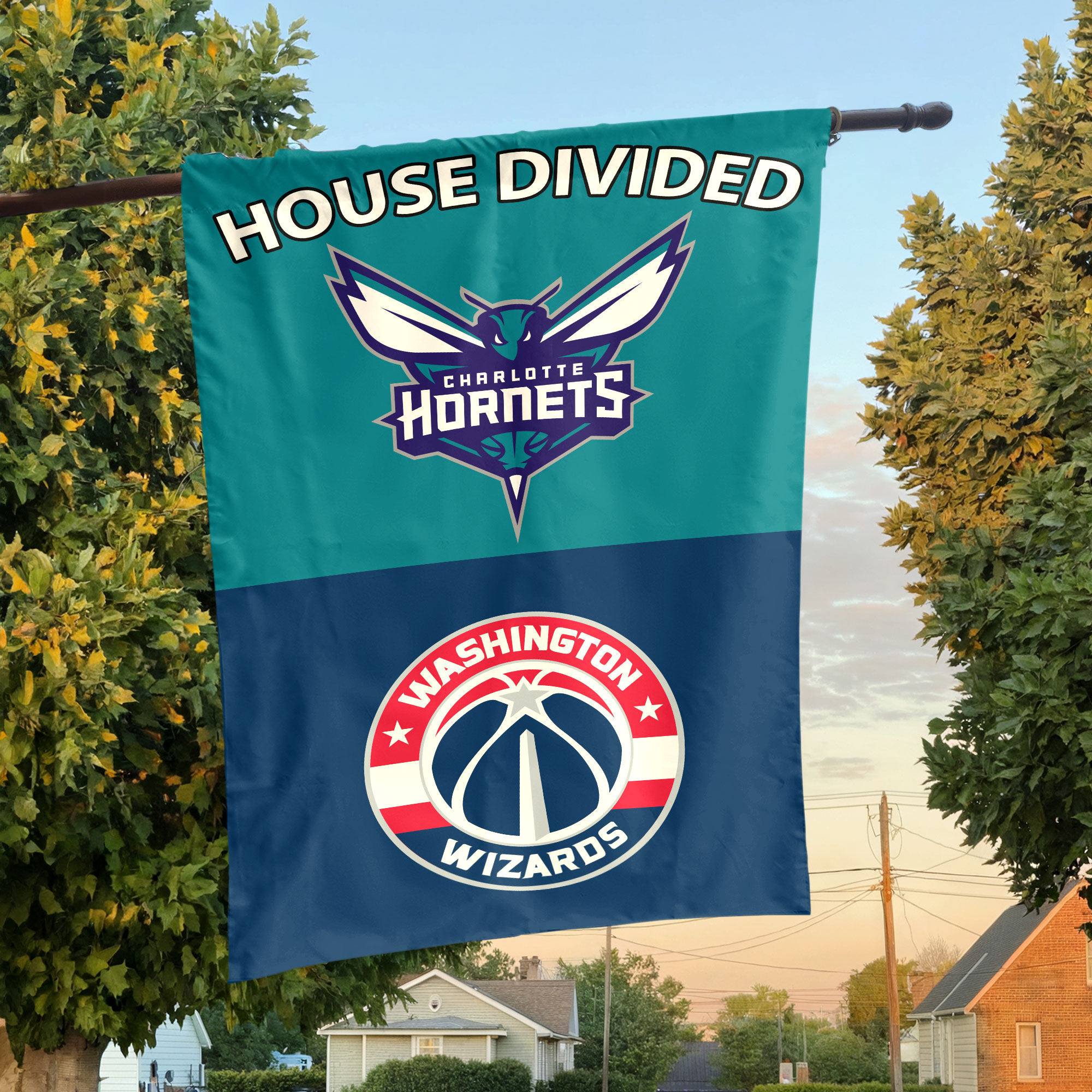 Charlotte vs Washington House Divided Flag, NBA House Divided Flag