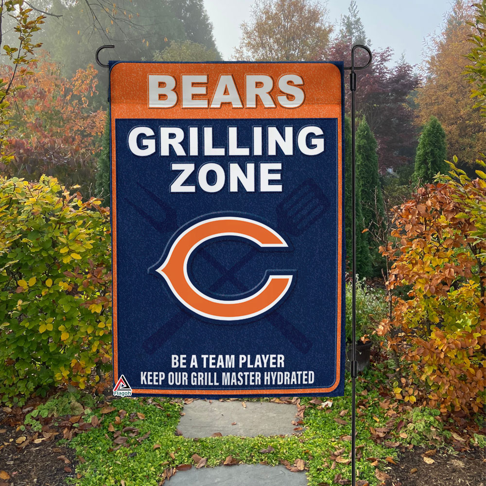 Chicago Bears Grilling Zone Flag, Bears Football Fans BBQ Flag