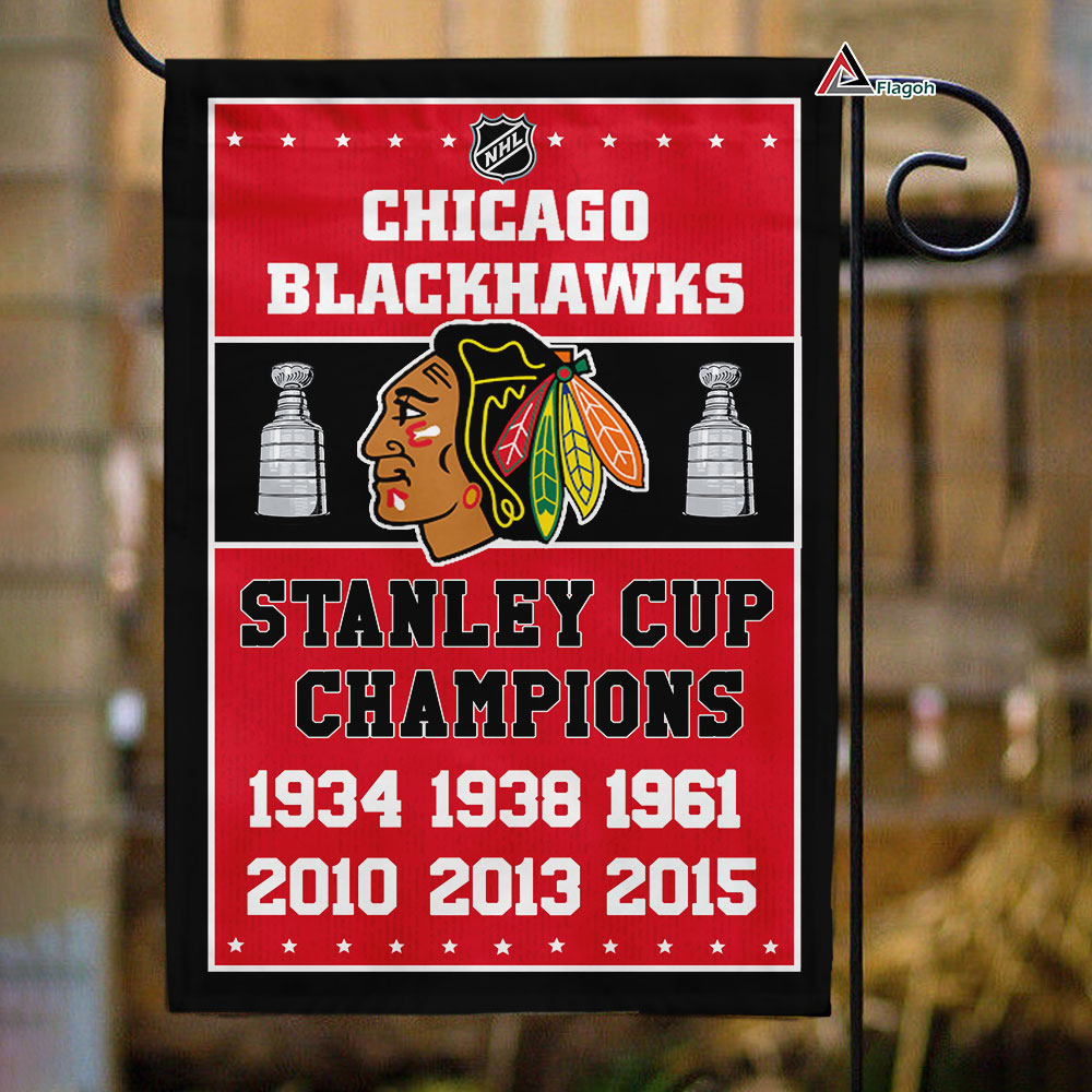 Chicago Blackhawks Stanley Cup Champions Flag, Blackhawks Stanley Cup Flag, NHL Premium Flag
