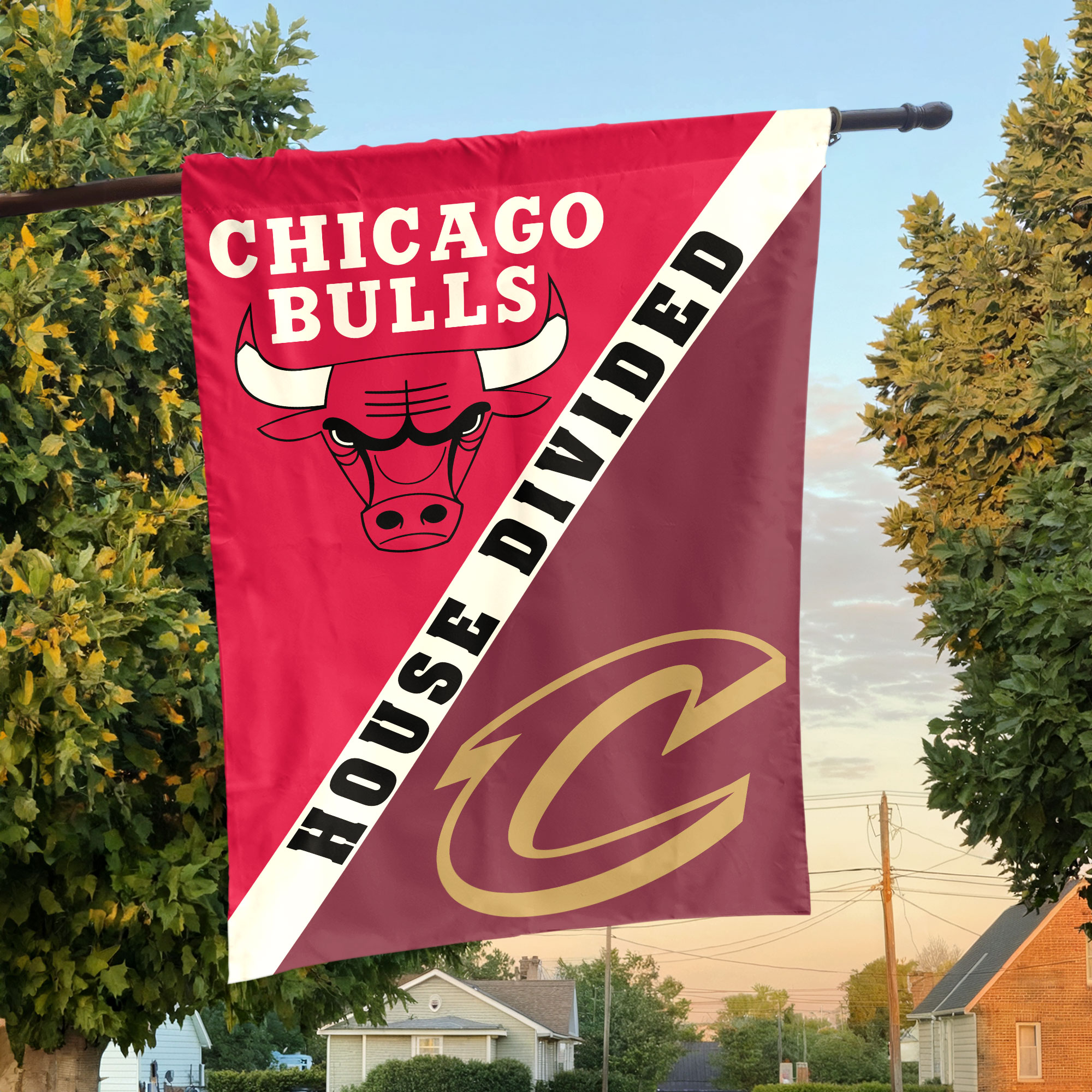 Chicago vs Cleveland House Divided Flag, NBA House Divided Flag