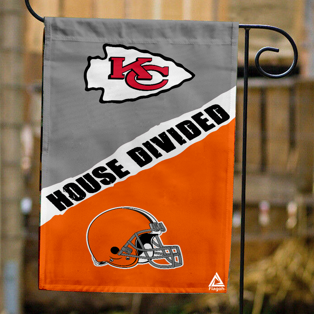 Chiefs vs Browns House Divided Flag, NFL House Divided Flag