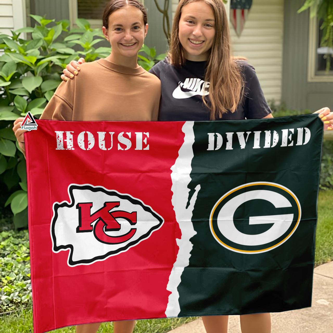 Chiefs vs Packers House Divided Flag, NFL House Divided Flag - Image 3