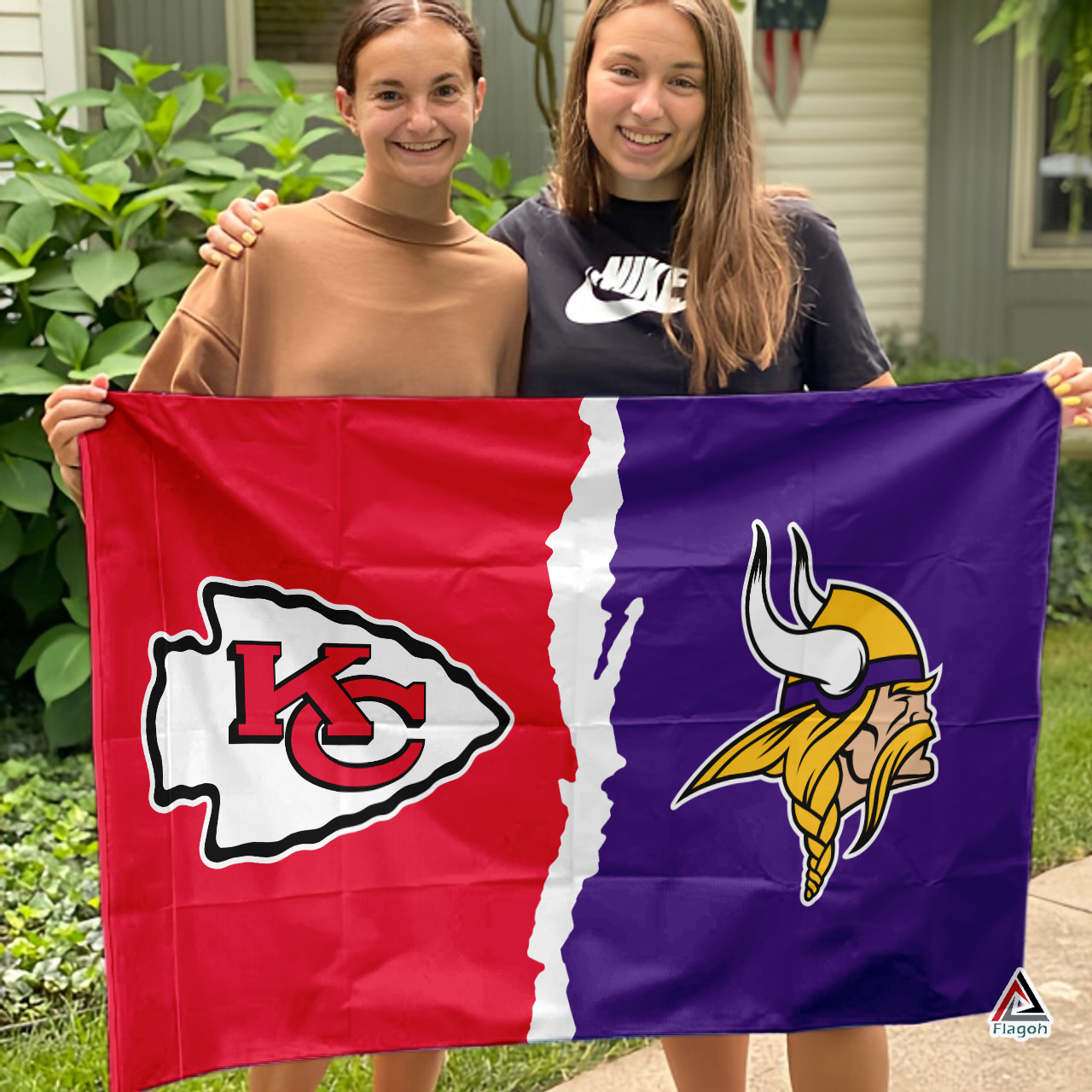 Chiefs vs Vikings House Divided Flag, NFL House Divided Flag - Image 3