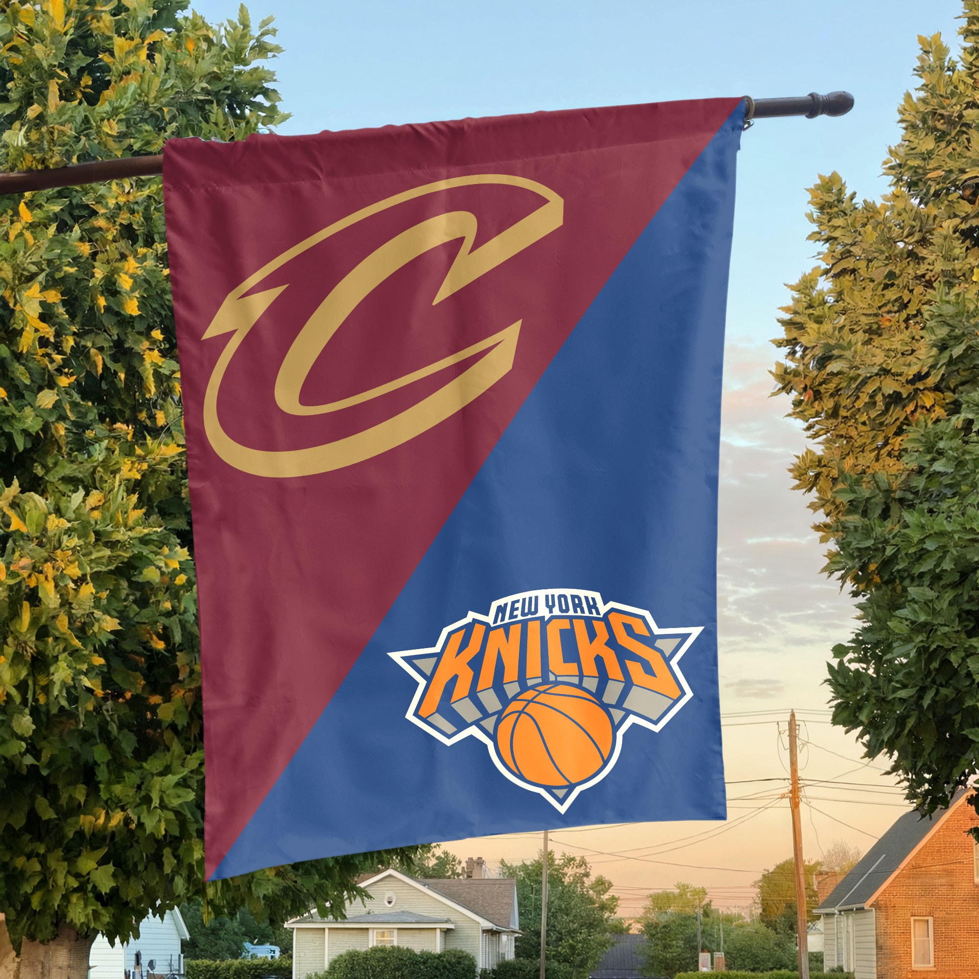 Cleveland vs New York House Divided Flag, NBA House Divided Flag