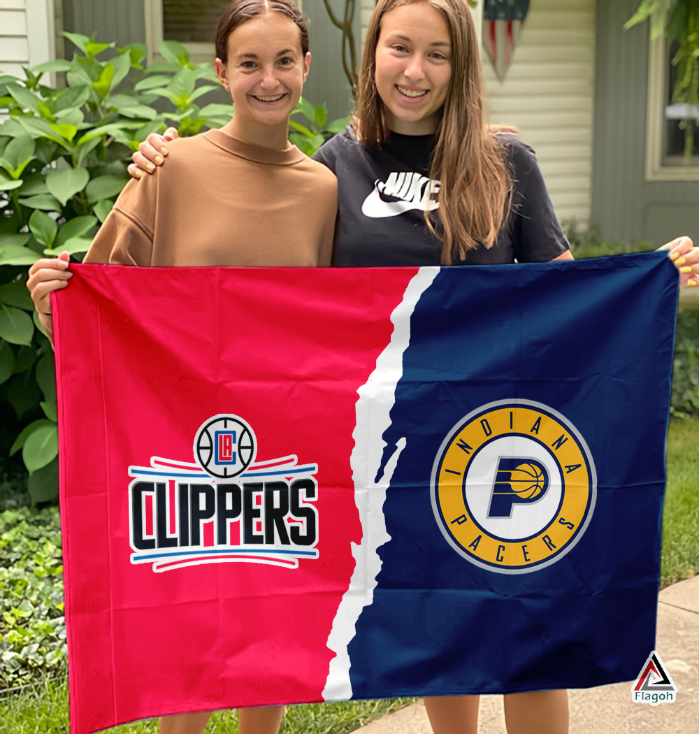 Clippers vs Pacers House Divided Flag, NBA House Divided Flag - Image 3