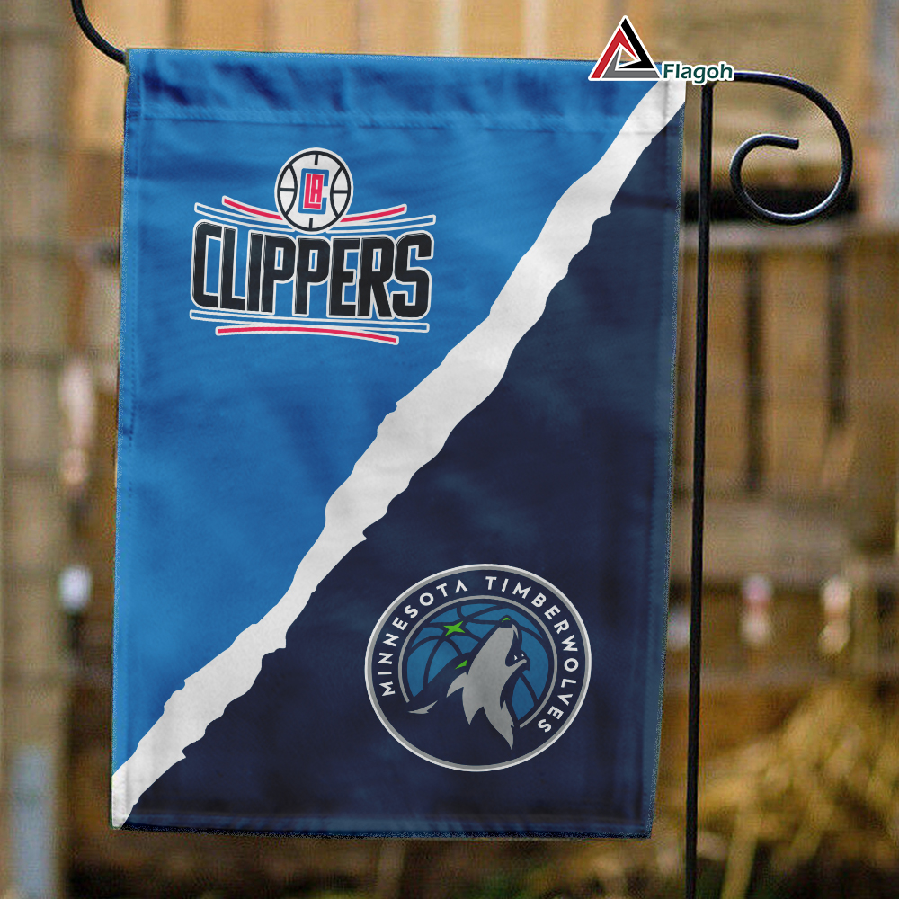 Clippers vs Timberwolves House Divided Flag, NBA House Divided Flag