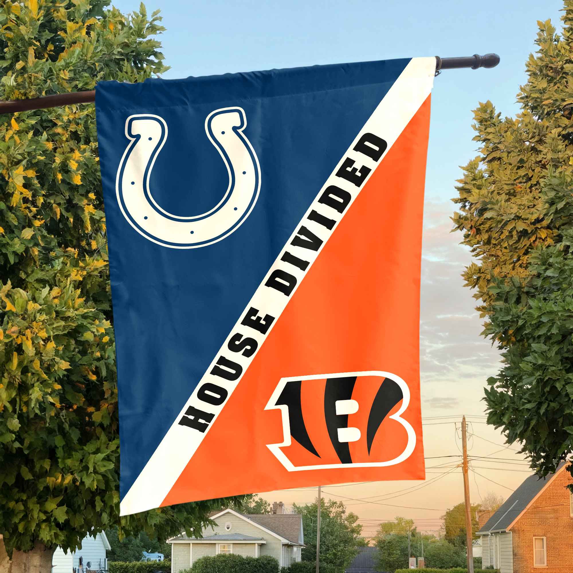 Colts vs Bengals House Divided Flag, NFL House Divided Flag