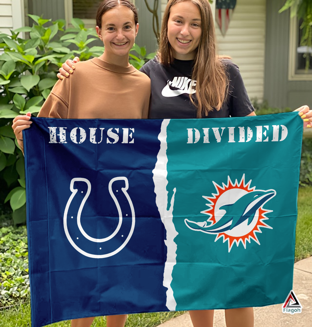 Colts vs Dolphins House Divided Flag, NFL House Divided Flag - Image 3