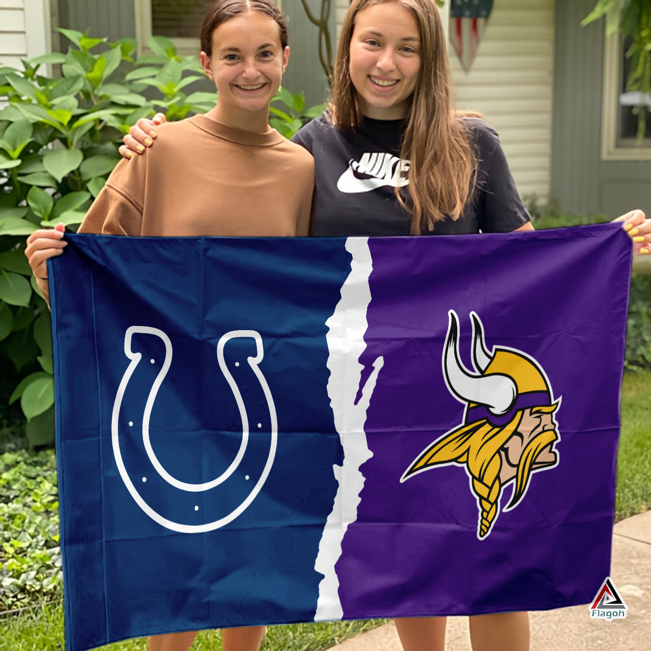 Colts vs Vikings House Divided Flag, NFL House Divided Flag - Image 3