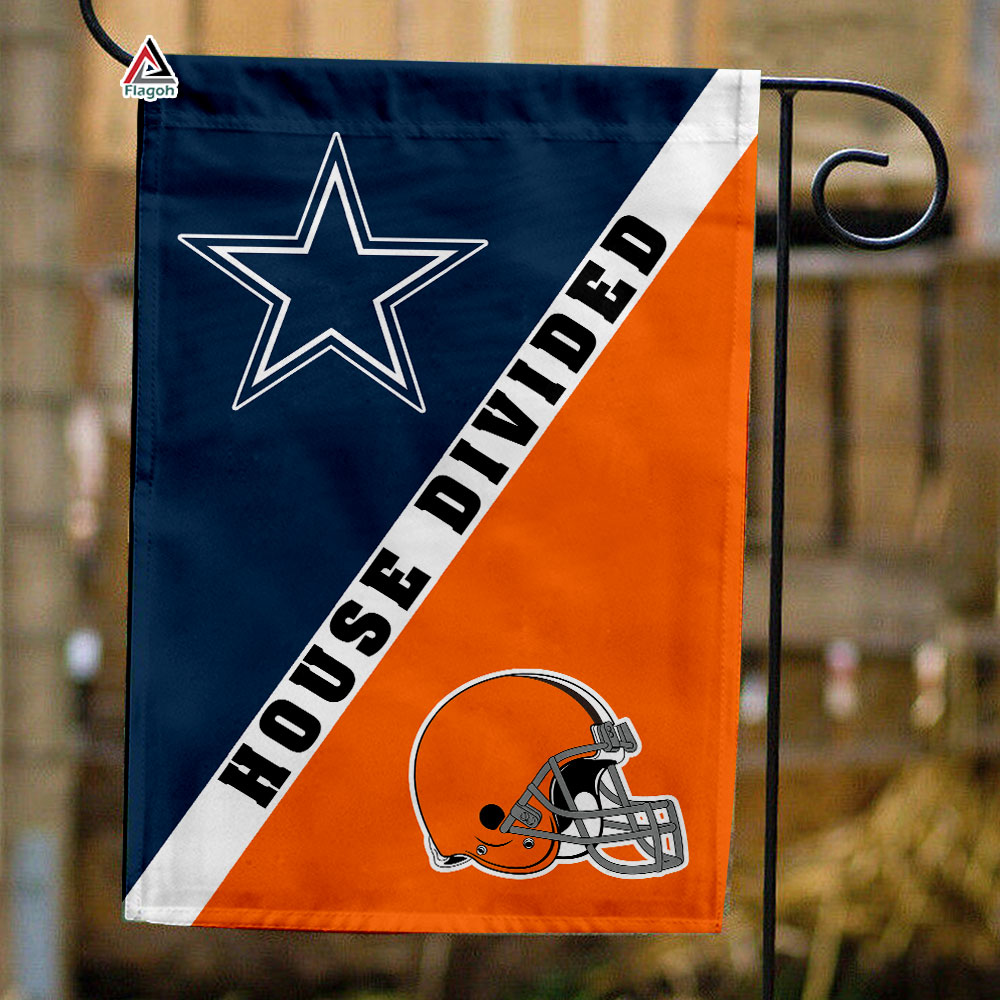 Cowboys vs Browns House Divided Flag, NFL House Divided Flag
