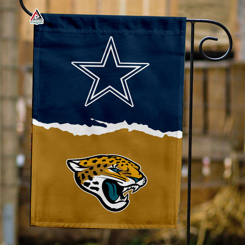 Cowboys vs Jaguars House Divided Flag, NFL House Divided Flag