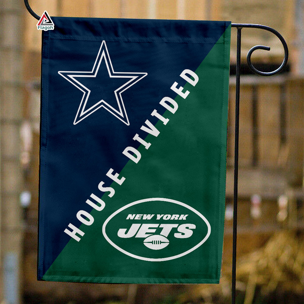Cowboys vs Jets House Divided Flag, NFL House Divided Flag