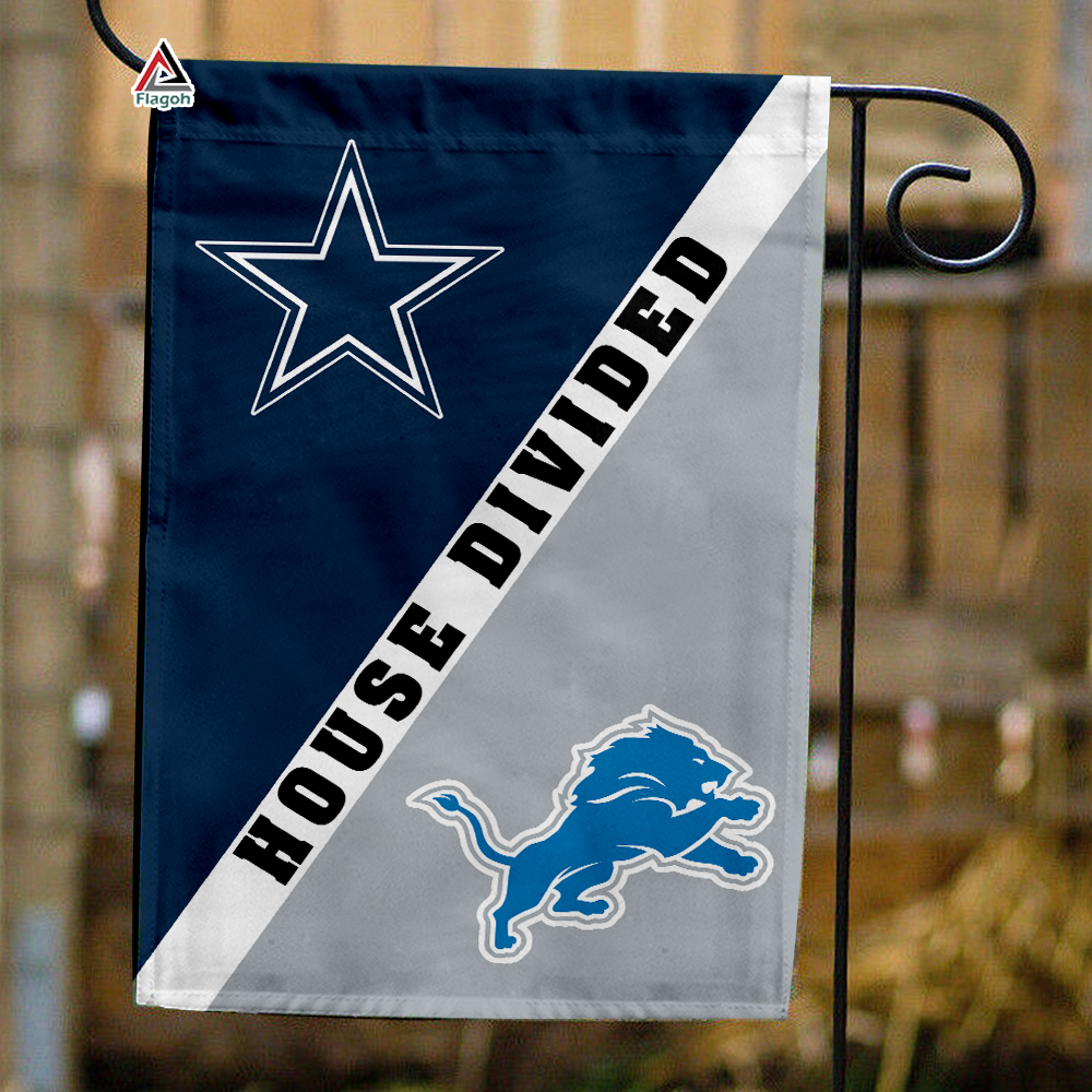 Cowboys vs Lions House Divided Flag, NFL House Divided Flag