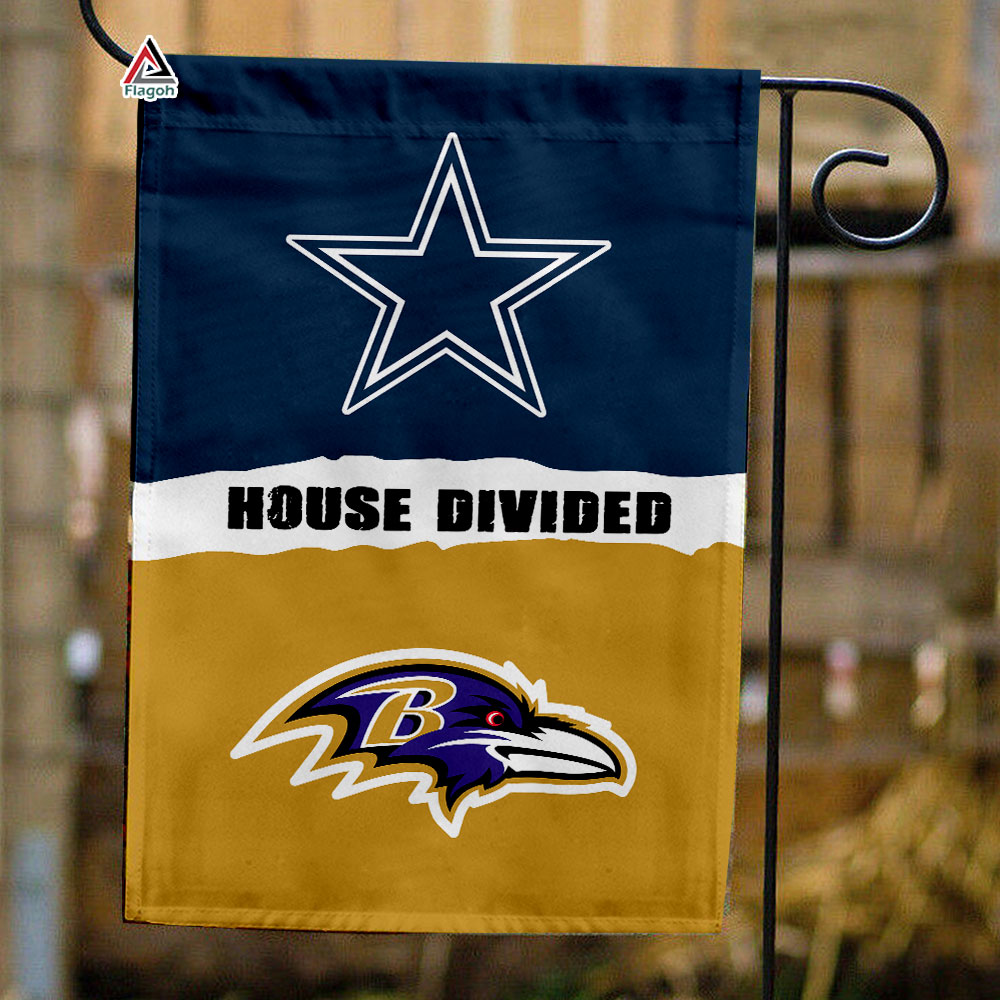 Cowboys vs Ravens House Divided Flag, NFL House Divided Flag