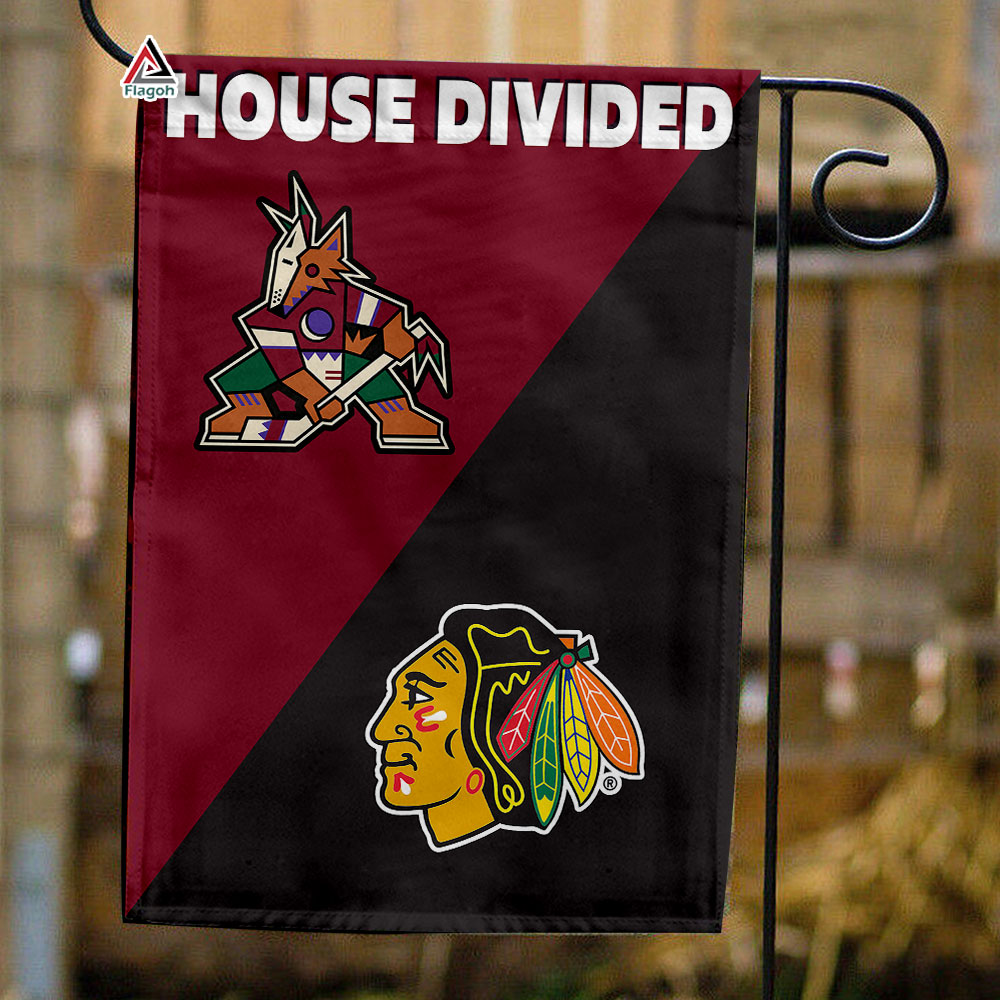 Coyotes vs Blackhawks House Divided Flag, NHL House Divided Flag