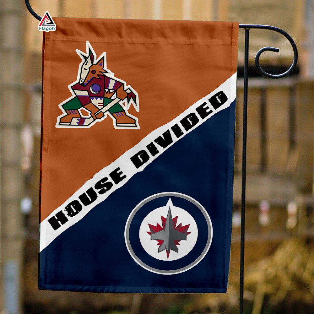 Coyotes vs Jets House Divided Flag, NHL House Divided Flag