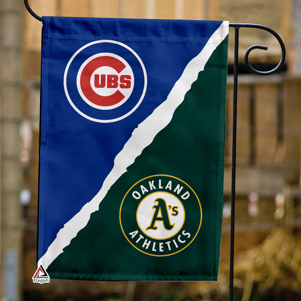 Cubs vs Athletics House Divided Flag, MLB House Divided Flag