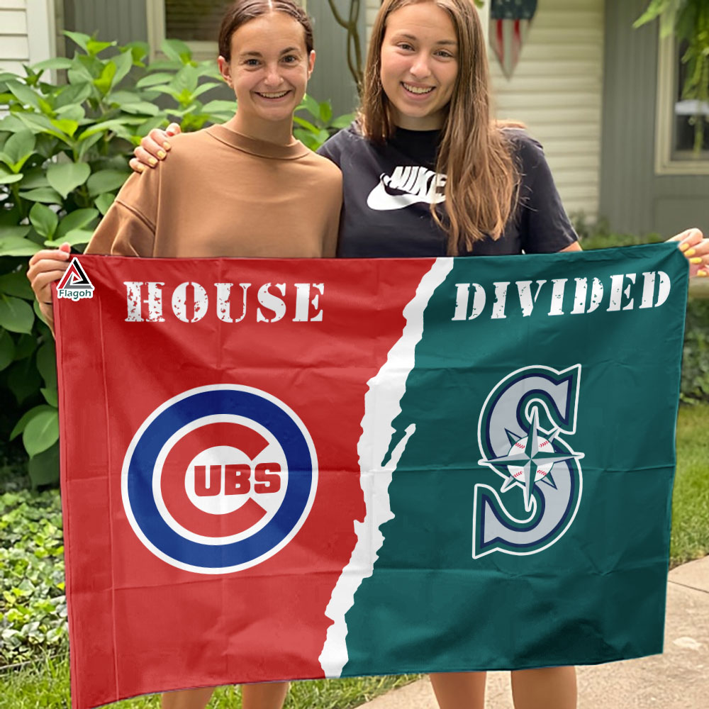 Cubs vs Mariners House Divided Flag, MLB House Divided Flag - Image 4