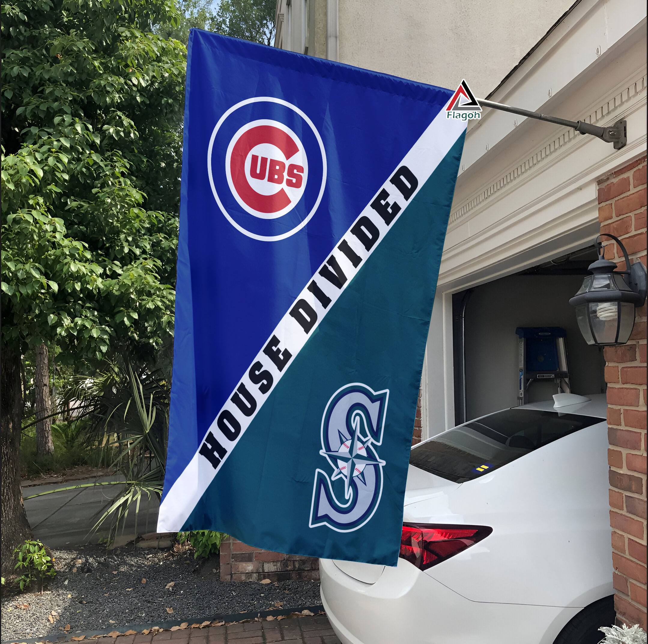 Cubs vs Mariners House Divided Flag, MLB House Divided Flag - Image 3